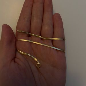 Solid 10K Gold Serpentine / Herringbone / Snake Chain Necklace 15 inch